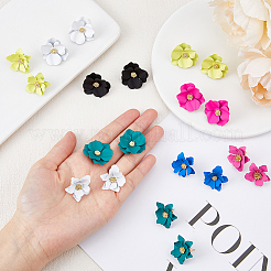 10 пара 10-х стилевых сережек-гвоздиков из сплава с 3D-цветком&nbsp;EJEW-FI0001-92