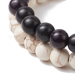 2шт. 2-х цветные синтетические бирюзовые браслеты с бусинами для женщин и мужчин&nbsp;BJEW-JB11551