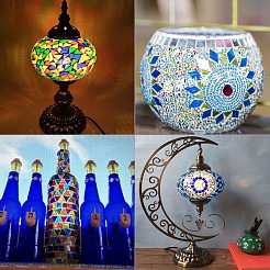 Мозаичные стеклянные плоские задние кабошоны&nbsp;GLAA-PH0007-36