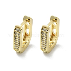 Овальные серьги-кольца из латуни с микропаве из прозрачных кубических цирконий&nbsp;EJEW-D311-047G