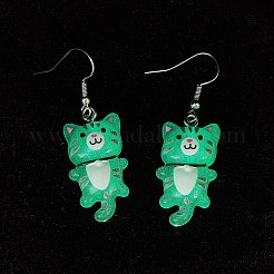 Серьги-подвески в форме кошки из прозрачной смолы&nbsp;EJEW-JE06379