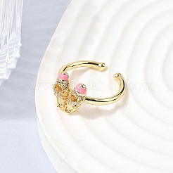 Латунные микропаве кубические цирконии манжеты открытые кольца для женщин&nbsp;RJEW-B160-08G-01