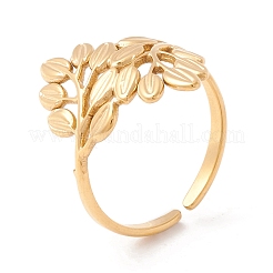 Ионное покрытие (IP) лист 304 нержавеющая сталь манжета кольцо для женщин&nbsp;RJEW-F121-07G