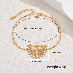 Браслеты-цветочки из латуни с микропаве из прозрачных кубических цирконий&nbsp;NB2954