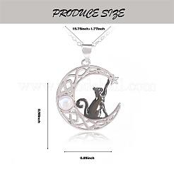 Латунное ожерелье с лунным камнем и черной кошкой&nbsp;JN1112A