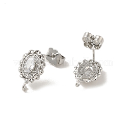 Фурнитура для латунных сережек-пусетов овальной формы с стойкой&nbsp;EJEW-H004-06P