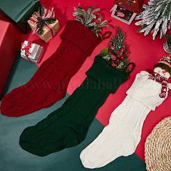 3 шт. 3-х цветные вязаные акриловые хлопчатобумажные мешочки для чулок&nbsp;AJEW-SP0004-03