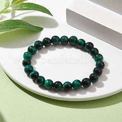 Эластичные браслеты из окрашенного натурального тигрового глаза и бисера&nbsp;BJEW-TA00462-03