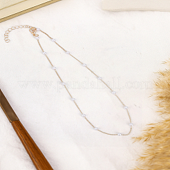 1 шт. круглые белые пластиковые жемчужины и звенья цепи из сплава для женщин&nbsp;NJEW-LP0007-36