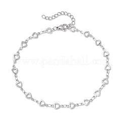 Браслеты на ногу из полой цепочки в форме сердца из нержавеющей стали 304 для женщин&nbsp;AJEW-AN00684