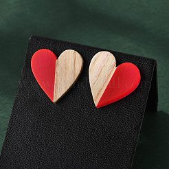 Серьги из смолы и дерева&nbsp;EJEW-N017-002A
