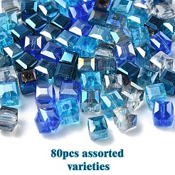 80шт 5 цвета гальванические стеклянные бусины&nbsp;EGLA-YW0001-78