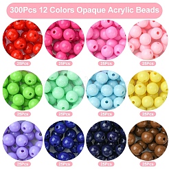 300шт 12 цвета непрозрачные акриловые бусины&nbsp;MACR-YW0003-99