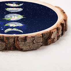 Печатные деревянные круглые листы&nbsp;AJEW-WH0363-001