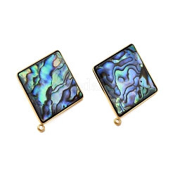 Фурнитура для сережек-гвоздиков из нержавеющей стали 304 с натуральными ракушками пауа&nbsp;STAS-Z125-05G