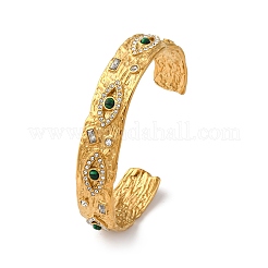 Браслеты-манжеты из нержавеющей стали 304 со стразами для женщин&nbsp;BJEW-R026-01G