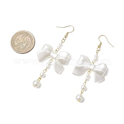 Серьги-банты с подвесками из АБС-пластика с имитацией жемчуга 304 из нержавеющей стали&nbsp;EJEW-JE06412