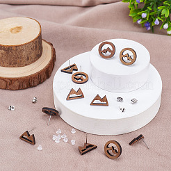 Серьги-гвоздики из натурального дерева в горном стиле&nbsp;DIY-TA0010-06