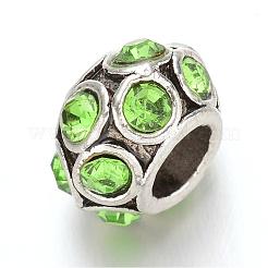 Rondelle тибетский стиль сплава горный хрусталь европейские большие шарики отверстия MPDL-F017-12