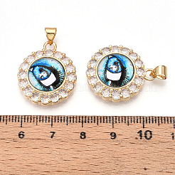 Латунные подвески с микропаве из прозрачных кубических цирконий для женщин&nbsp;KK-T070-92A-04