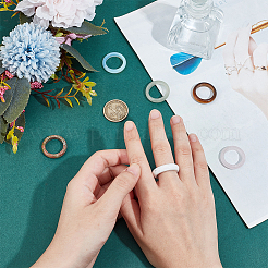 6 шт. 6 стиля натуральных и синтетических драгоценных камней кольца для унисекс&nbsp;RJEW-BC0001-25