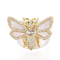 Латунные микропаве кубические цирконии регулируемые открытые манжеты кольца для женщин&nbsp;RJEW-N051-04GP