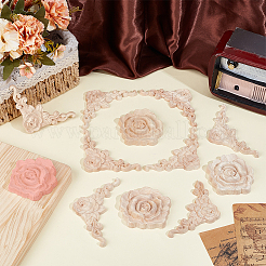 12 шт. 2 стиля натурального каучукового дерева резная накладка аппликация ремесло&nbsp;WOOD-OC0004-20