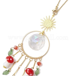 Стеклянные круглые подвесные украшения в виде листьев&nbsp;HJEW-JM01878-01