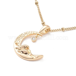 Прозрачные ожерелья с лунным кулоном из кубического циркония&nbsp;NJEW-I123-01