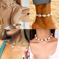 Натуральные смешанные бусины из ракушек каури&nbsp;BSHE-CJ0001-01