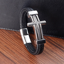 Плетеные браслеты из искусственной кожи&nbsp;PW-WGD5038-01