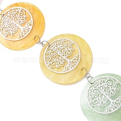 Плоские круглые подвесные ловцы солнца из натуральных ракушек&nbsp;HJEW-JM04658