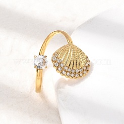 Открытые кольца-манжеты из нержавеющей стали 304 с микропаве из кубического циркония&nbsp;RJEW-Z130-01G-03