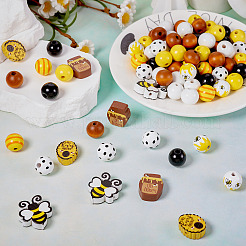 Печатные бусы из натурального дерева&nbsp;WOOD-TA0002-54