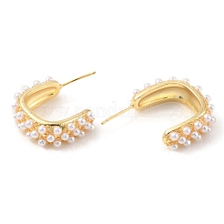 Пластиковые серьги-гвоздики с жемчужными бусинами&nbsp;EJEW-C060-04G