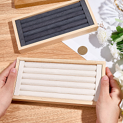 2 шт. 2-х цветные прямоугольные деревянные подносы с бархатным покрытием для колец&nbsp;ODIS-BBC0001-04