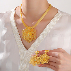 Комплекты из серег и ожерелий с полыми цветами из сплава для женщин&nbsp;JI5583