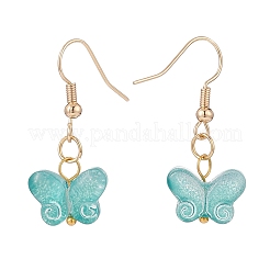 5 пара 5 цветных стеклянных серег с подвесками в виде бабочек&nbsp;EJEW-JE05099