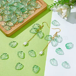 100 шт. двухцветные прозрачные стеклянные подвески на осеннюю тематику&nbsp;GLAA-PH0003-84B