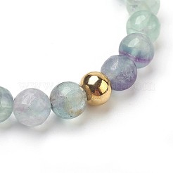 Природный флюорит шариков растягивать браслеты&nbsp;BJEW-JB03852-04