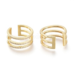 Латунные кольца из манжеты с прозрачным цирконием RJEW-I073-11G