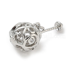 Полые круглые латунные подвески с микропаве из кубического циркония&nbsp;KK-H080-01P