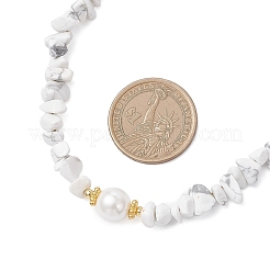 Ожерелья из белого круглого жемчуга и синтетического хаулита&nbsp;NJEW-JN05740-01