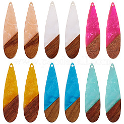 12шт 6 цвета прозрачной смолы и орехового дерева большие подвески&nbsp;RESI-TA0003-45