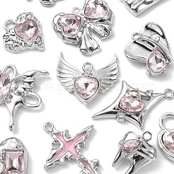 12шт 12 стильный сплав с покрытием из сплава с розовыми стеклянными подвесками&nbsp;FIND-YW0003-35