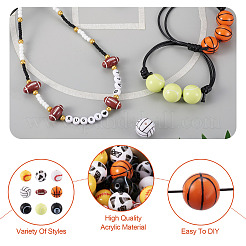 54 шт. 9 стиля непрозрачные акриловые бусины на спортивную тематику&nbsp;RESI-BT0001-28