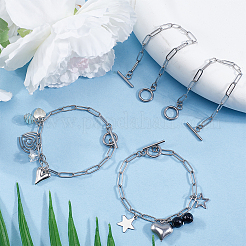 15шт. Набор браслетов-цепочек-скрепок из нержавеющей стали 304&nbsp;BJEW-SC0001-23