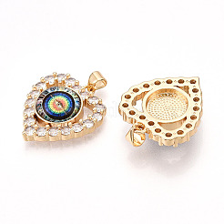 Латунные подвески с микропаве из прозрачных кубических цирконий для женщин&nbsp;KK-T070-93A-02