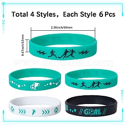 24шт 4-х цветный силиконовый шнур-браслет на запястье&nbsp;BJEW-GF0001-31A