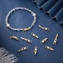 10 шт. стойка с покрытием латунь микропаве прозрачный кубический цирконий складные застежки&nbsp;KK-ME0002-37G